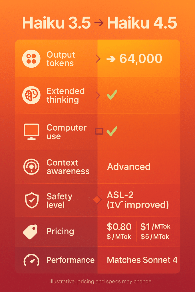 Claude Haiku 4.5 vs Haiku 3.5 feature comparison and improvements. - Claude Sonnet 4.5 and Haiku 4.5 - aihika.com