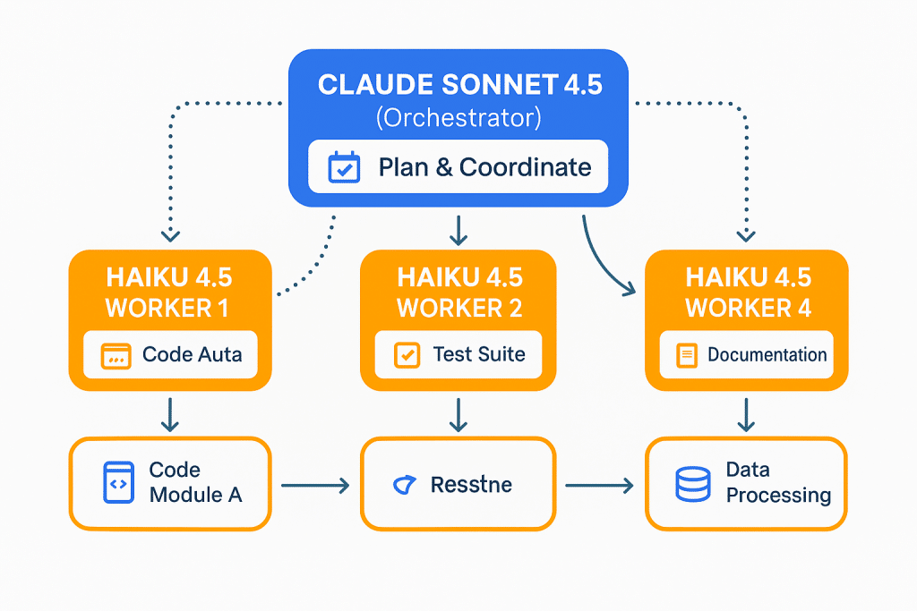 Claude Sonnet 4.5 and Haiku 4.5 multi-agent workflow architecture diagram - Claude Sonnet 4.5 and Haiku 4.5 - aihika.com