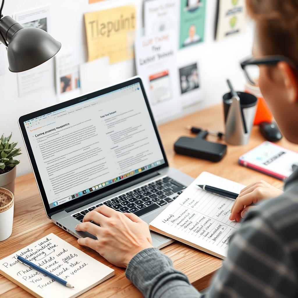 Content creator paraphrasing research for a blog post or article
