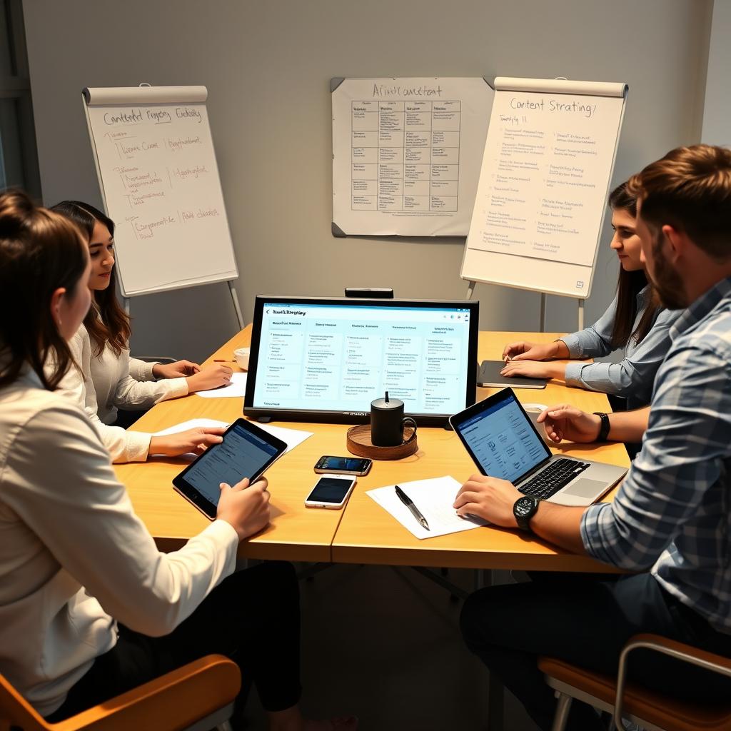 Content strategy planning session with AI tools