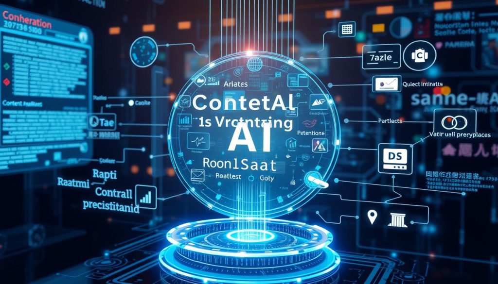 Futuristic AI content creation with advanced visualization