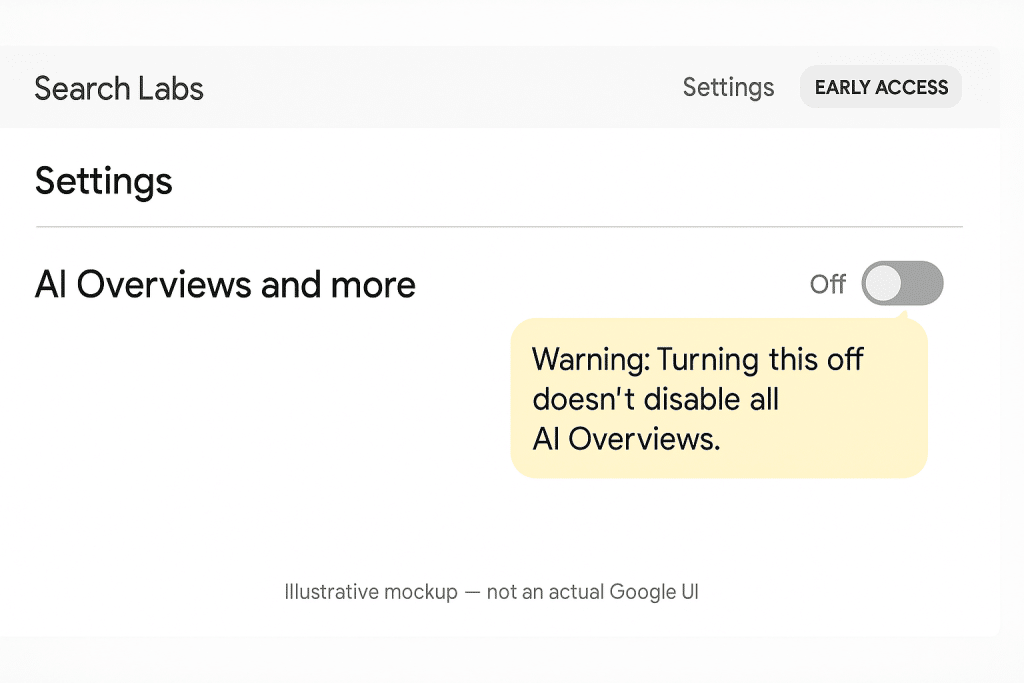 How to Turn Off Google AI Overviews: A Field-Tested 2025 Blueprint for Reclaiming Traditional Search 4 Google Search Lab Setting