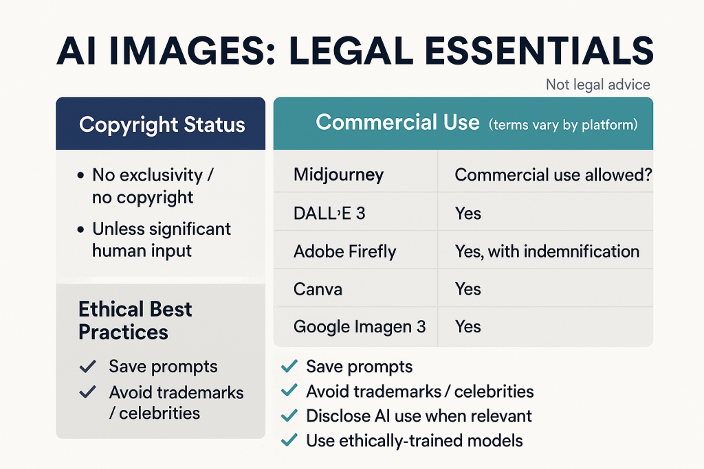 Infographic summarizing key legal considerations