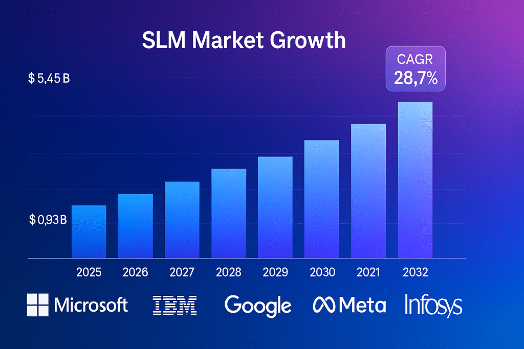 Market growth chart showing SLM market value trajectory
