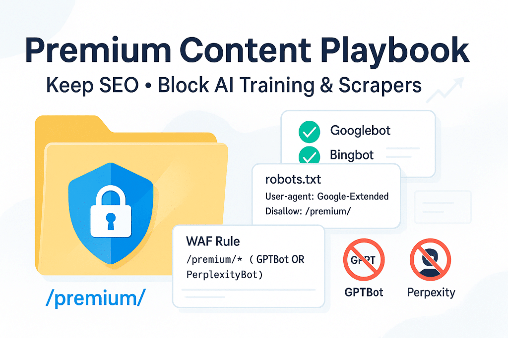 Premium Content Playbook (2025): Keep SEO, Block AI Training & Scrapers From Your Members Area 1 premium content playbook - aihika.com