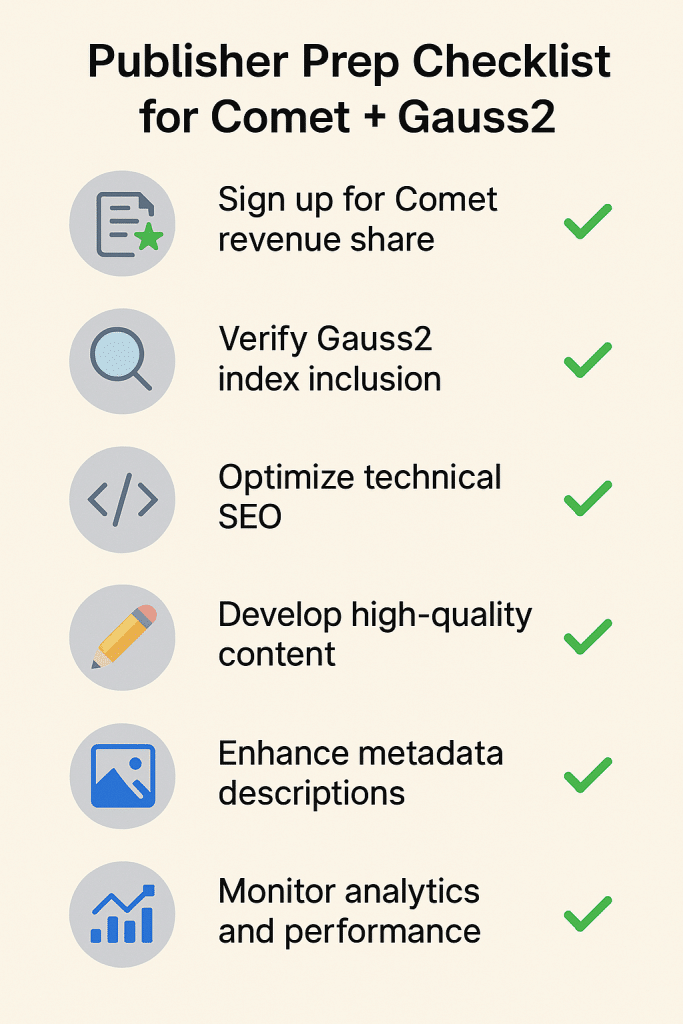 Samsung Gauss2 & Perplexity Comet Publisher Revenue share - Publisher Prep Checklist for Comet & Gauss2 - aihika.com