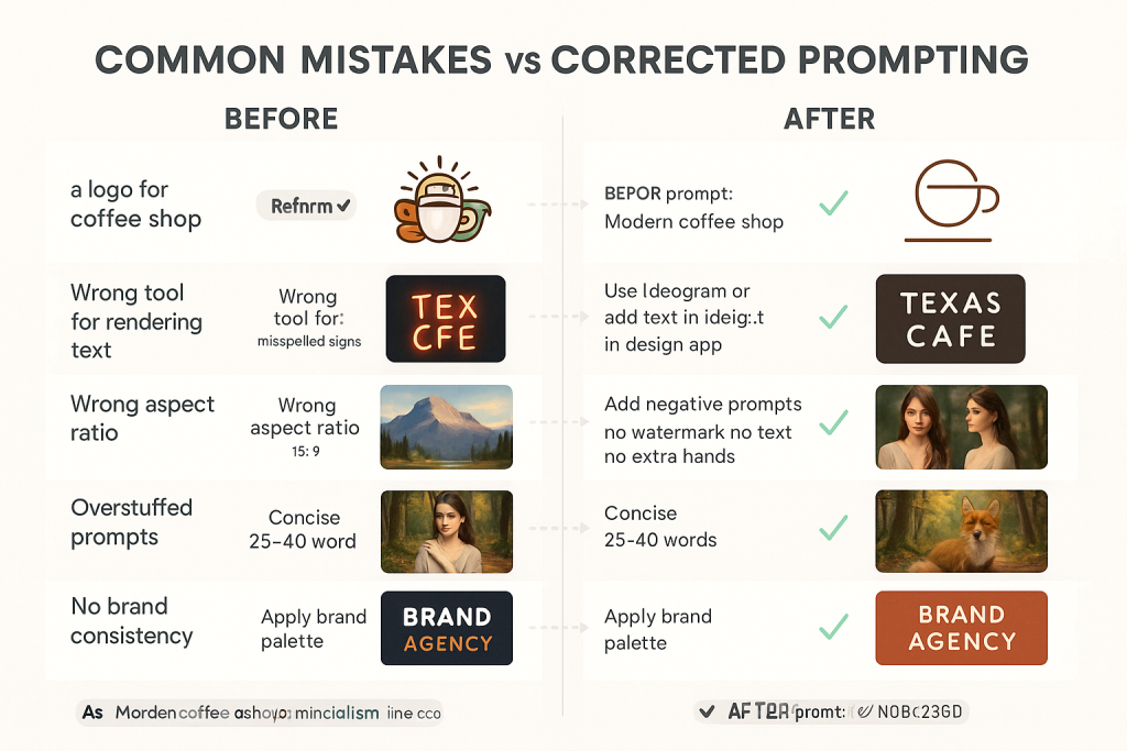 Side-by-side comparison showing common mistakes
