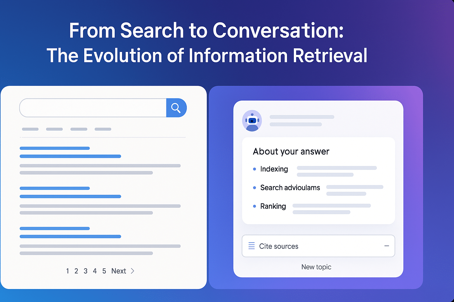 Ask AI a question - Traditional search engine results page with multiple links - aihika.com
