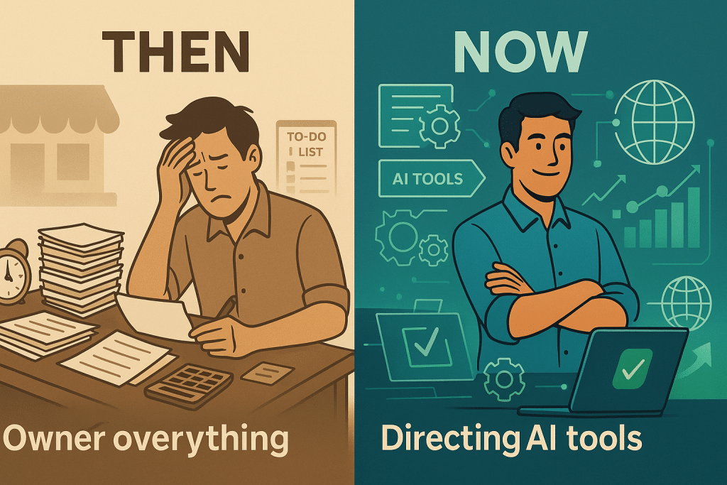 comparing "Then vs Now" with small business AI tools