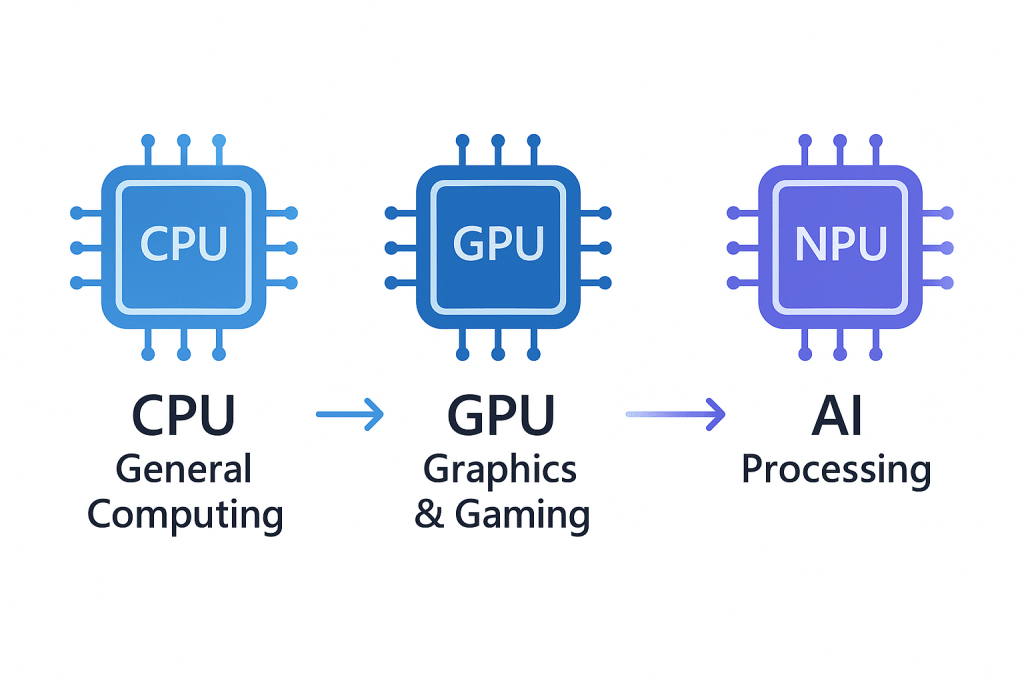 NPU vs CPU vs GPU comparison for AI workload processing - aihika.com