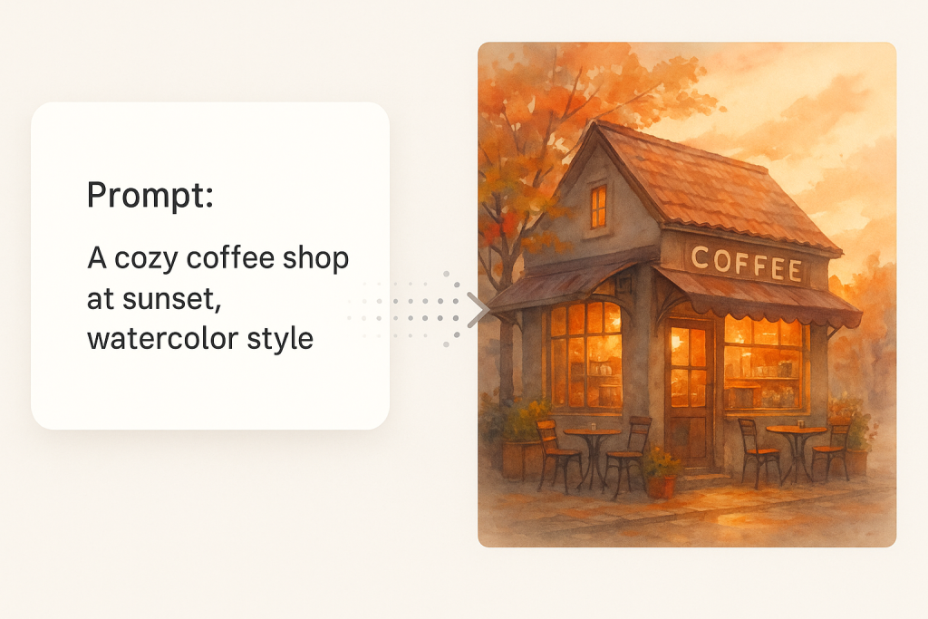 split-screen comparison on one side a simple text prompt