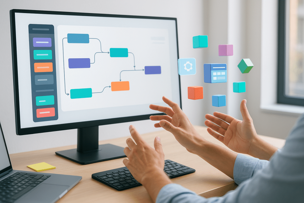 Low-code no-code development platform with visual drag-and-drop interface for building applications without coding. Technology trends 2026 - aihika.com