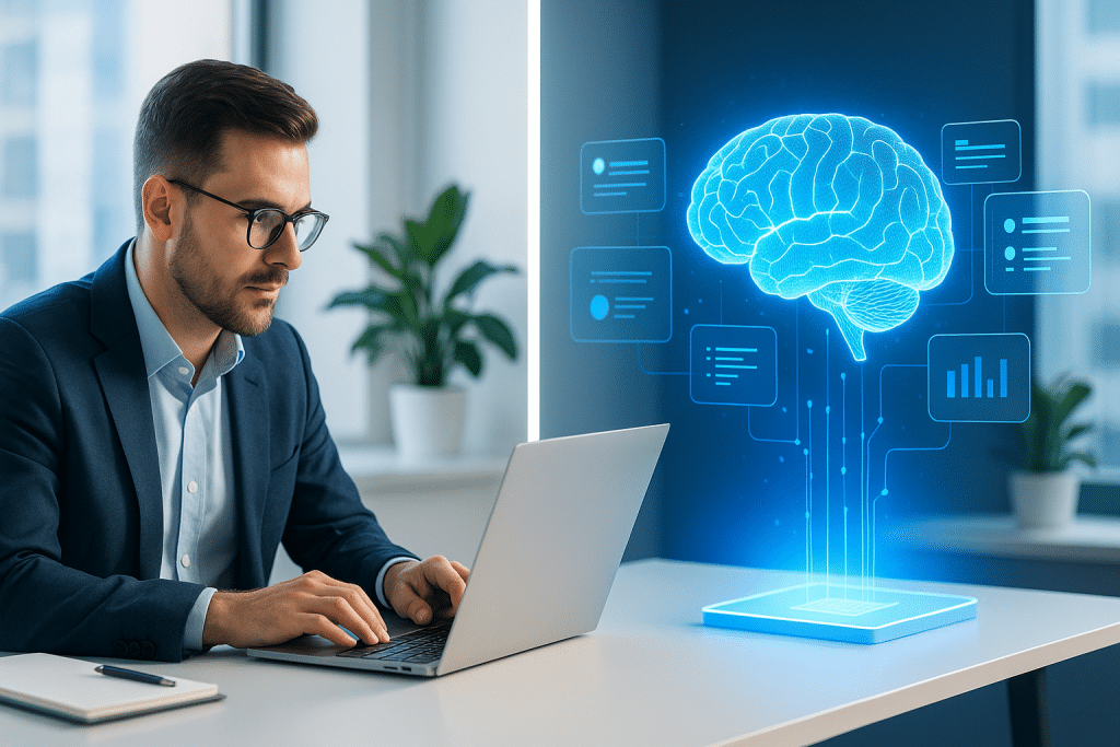 harmonious collaboration between human worker and AI technology - IA Disruption Job Market - aihika.com